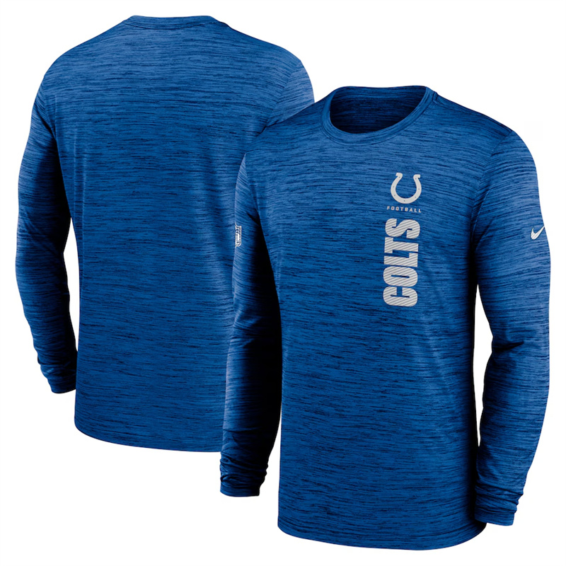 Men's Indianapolis Colts Royal 2024 Sideline Team Velocity Performance Long Sleeve T-Shirt